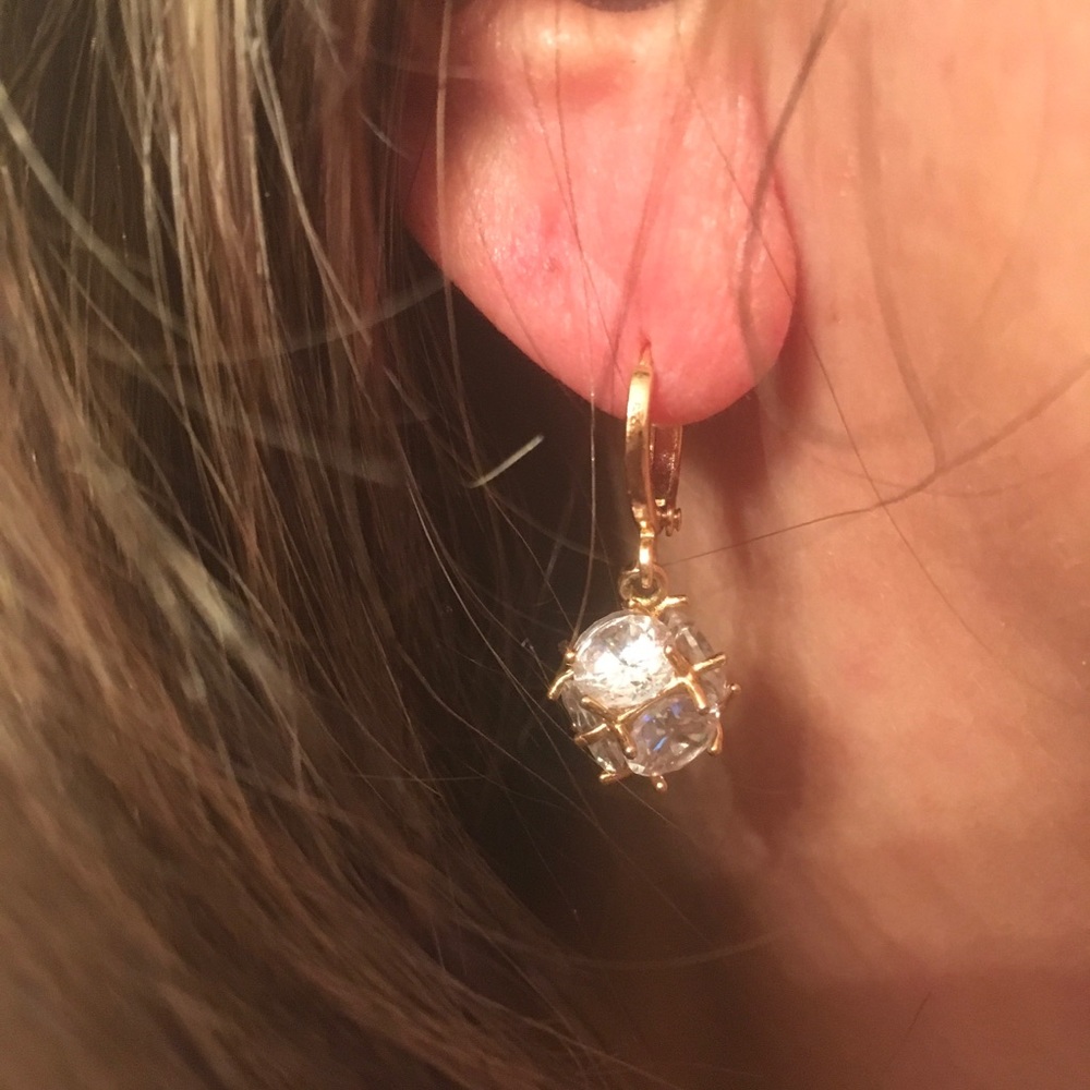 CRYSTAL & GOLD COATED EARRINGS. 1 Left - Picture 3 of 8